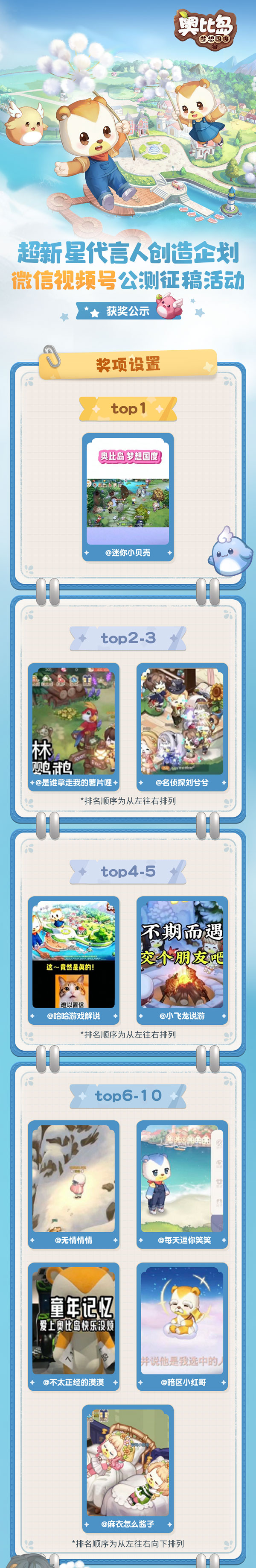 《奥比岛:梦想国度》「超新星代言人创造企划」微信视频号获奖玩家领奖通知! 《奥比岛:梦想国度》「超新星代言人创造企划」微信视频号获奖玩家领奖通知!