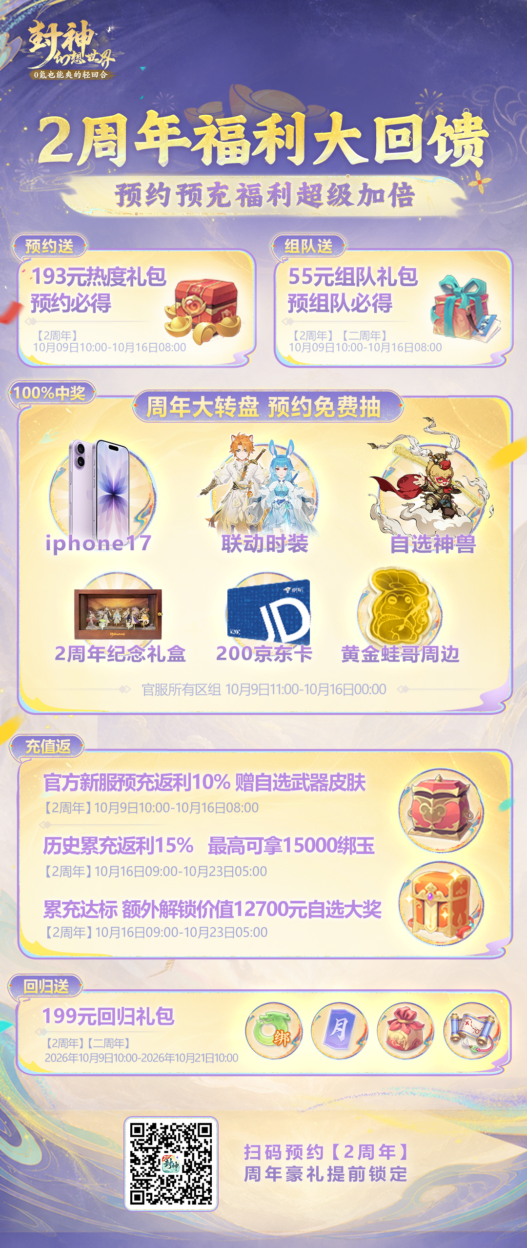 今天你领周年币了吗？现在预约【2周年】大服送周年币，赢手机、联动时装